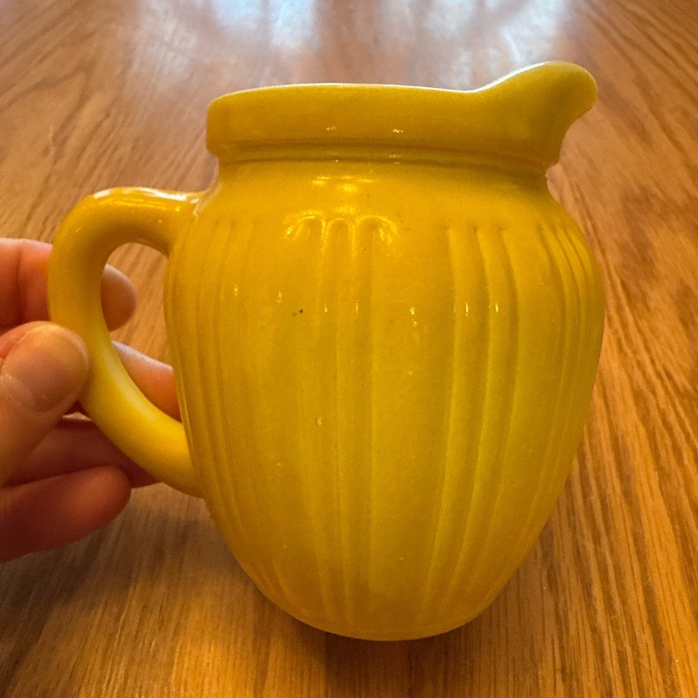 Bright Yellow Small Vintage Platonite Pitcher